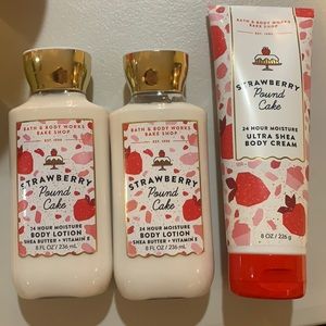 2 strawberry pound cake lotions & one body cream